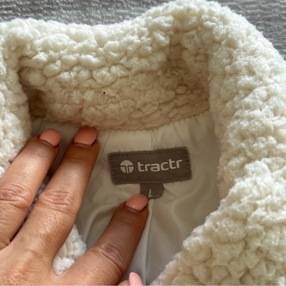 Tractr Off-White Teddy Kids Jacket, Size L - Picture 3 of 11